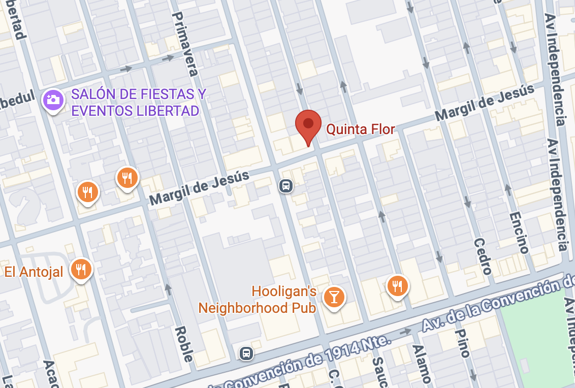 Ubicación de Quinta Flor Estudio Floral en Aguascalientes